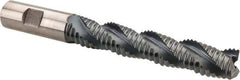 Hertel - 3/4" Diam, Coarse Pitch, 4" LOC, 3 Flute Cobalt Roughing Square End Mill - TiCN Finish, 6-1/4" OAL, 3/4" Shank Diam, Single End, Centercutting, 37° Helix - Eagle Tool & Supply