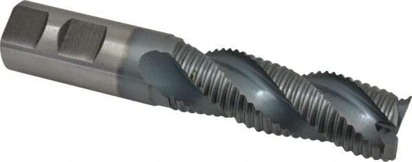 Hertel - 1" Diam, Coarse Pitch, 3" LOC, 3 Flute Cobalt Roughing Square End Mill - TiCN Finish, 5-1/2" OAL, 1" Shank Diam, Single End, Centercutting, 37° Helix - Eagle Tool & Supply