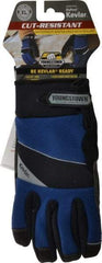 Youngstown - Size XL (10), ANSI Cut Lvl 4, Puncture Lvl 3, Abrasion Lvl 4, Kevlar Cut & Puncture Resistant Gloves - Kevlar/Micro Fleece Lining, Hook & Loop Cuff, Blue/Black, Paired - Eagle Tool & Supply