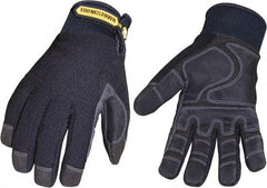 Youngstown - Size L (9) Synthetic Suede Cold Protection & Waterproof Work Gloves - For Mechanic's & Lifting, Uncoated, Hook & Loop Cuff, Full Fingered, Black, Paired - Eagle Tool & Supply