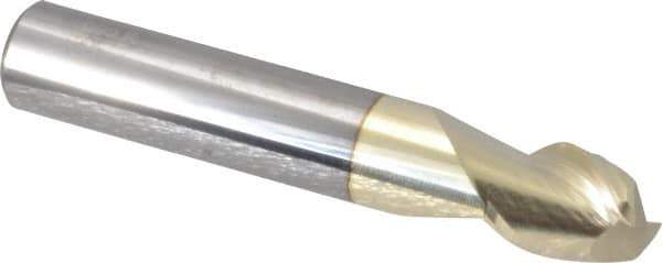Accupro - 1/2", 2 Flute, Single End, Solid Carbide, 0.09" Corner Radius End Mill - 3" OAL, 45° Helix, Right Hand Flute, 5/8" LOC, Right Hand Cut - Eagle Tool & Supply