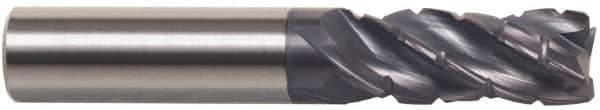 Accupro - 1/2" Diam, 1-1/4" LOC, 4 Flute Solid Carbide Corner Chamfer Roughing End Mill - AlTiN Finish, 3" OAL, 1/2" Shank Diam, Single End, 30° Helix - Eagle Tool & Supply