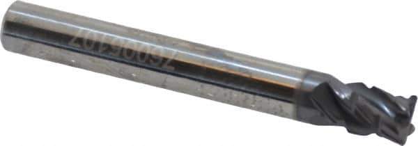 Accupro - 1/4" Diam, 3/8" LOC, 4 Flute Solid Carbide Corner Chamfer Roughing End Mill - AlTiN Finish, 2" OAL, 1/4" Shank Diam, Single End, 30° Helix - Eagle Tool & Supply