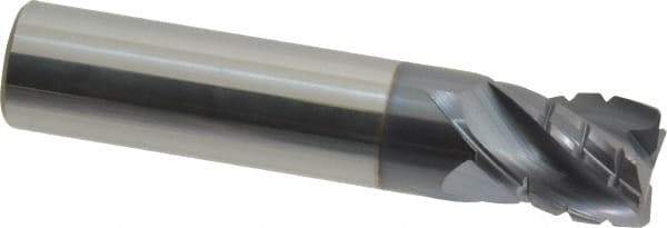 Accupro - 1/2" Diam, 5/8" LOC, 4 Flute Solid Carbide Corner Chamfer Roughing End Mill - AlTiN Finish, 2-1/2" OAL, 1/2" Shank Diam, Single End, 30° Helix - Eagle Tool & Supply