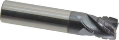 Accupro - 1/2" Diam, 5/8" LOC, 4 Flute Solid Carbide Corner Chamfer Roughing End Mill - AlTiN Finish, 2-1/2" OAL, 1/2" Shank Diam, Single End, 30° Helix - Eagle Tool & Supply