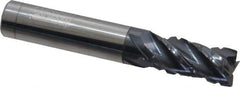 Accupro - 7/16" Diam, 1" LOC, 4 Flute Solid Carbide Corner Chamfer Roughing End Mill - AlTiN Finish, 2-3/4" OAL, 7/16" Shank Diam, Single End, 30° Helix - Eagle Tool & Supply