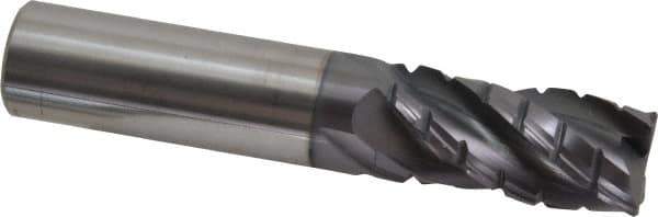 Accupro - 3/4" Diam, 1-5/8" LOC, 4 Flute Solid Carbide Corner Chamfer Roughing End Mill - AlTiN Finish, 4" OAL, 3/4" Shank Diam, Single End, 30° Helix - Eagle Tool & Supply