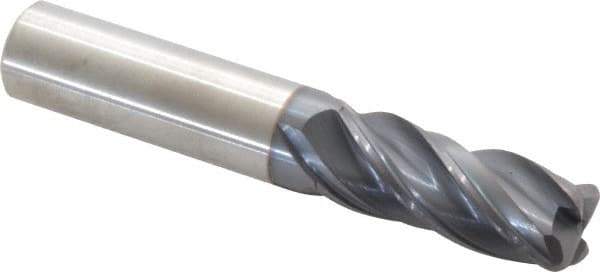 Accupro - 1/2", 4 Flute, Single End, Solid Carbide, 0.09" Corner Radius End Mill - 3" OAL, Right Hand Flute, 1-1/4" LOC, Right Hand Cut - Eagle Tool & Supply