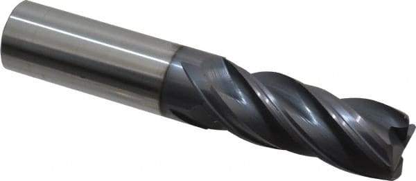Accupro - 5/8", 4 Flute, Single End, Solid Carbide, 0.06" Corner Radius End Mill - 3-1/2" OAL, Right Hand Flute, 1-5/8" LOC, Right Hand Cut - Eagle Tool & Supply