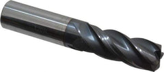 Accupro - 5/8", 4 Flute, Single End, Solid Carbide, 0.12" Corner Radius End Mill - 3-1/2" OAL, Right Hand Flute, 1-5/8" LOC, Right Hand Cut - Eagle Tool & Supply