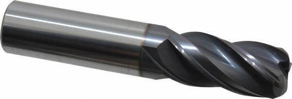 Accupro - 3/4", 4 Flute, Single End, Solid Carbide, 0.12" Corner Radius End Mill - 4" OAL, Right Hand Flute, 1-5/8" LOC, Right Hand Cut - Eagle Tool & Supply
