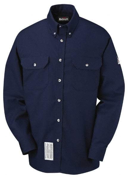 VF Imagewear - Size 3XL, Navy Blue, Flame Resistant/Retardant, Long Sleeve Button Down Shirt - 67-3/8" Chest, 2 Pockets, Excel FR ComforTouch - Eagle Tool & Supply