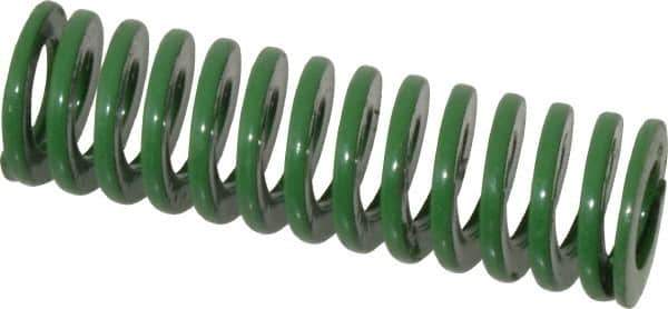 Dayton Lamina - 3/4" Hole Diam, 3/8" Rod Diam, 2-1/2" Free Length, Green Die Spring - 11 Lb Max Deflection, 1.01" Max Deflection, Light Duty, Chromium Vanadium Steel - Eagle Tool & Supply