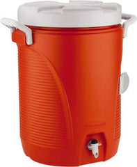 Rubbermaid - 5 Gal Beverage Cooler - Plastic, Orange/White - Eagle Tool & Supply