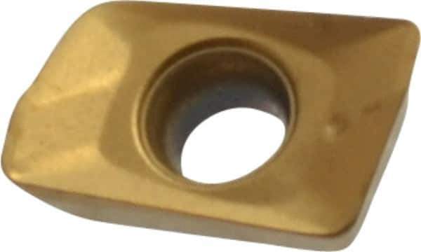 Seco - XOMX060204 M05 Grade F40M Carbide Milling Insert - TiAlN/TiN Finish, 0.096" Thick, 1/64" Corner Radius - Eagle Tool & Supply
