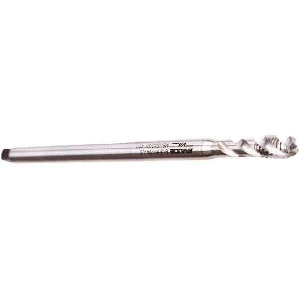 Emuge - M3x0.50 Metric Coarse 3 Flute Bright Finish Cobalt Spiral Flute Extension Tap - Modified Bottoming Chamfer, 100mm OAL, 6H Class of Fit, Series Enorm - Eagle Tool & Supply