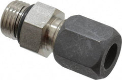 Made in USA - 3/8" OD, Grade 316Stainless Steel Male Connector - -75 to 750°F, 11/16" Hex, Comp x Straight Thread O-Ring Ends - Eagle Tool & Supply