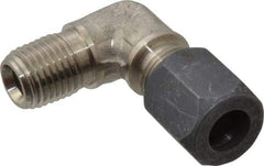 Made in USA - 3/8" OD, Grade 316Stainless Steel Male Elbow - -75 to 750°F, 9/16" Hex, Comp x MPT Ends - Eagle Tool & Supply