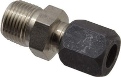 Made in USA - 3/8" OD, Grade 316Stainless Steel Male Connector - -75 to 750°F, 3/4" Hex, Comp x MPT Ends - Eagle Tool & Supply