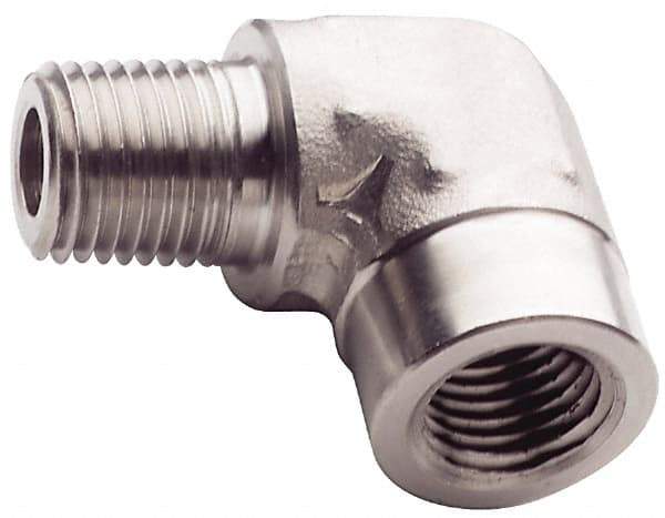 Made in USA - 1" Grade 316 Stainless Steel Pipe 90° Street Elbow - MNPT x FNPT End Connections, 1,750 psi - Eagle Tool & Supply