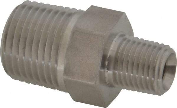 Made in USA - 1-1/4" Grade 316 Stainless Steel Pipe Hex Nipple - MNPT End Connections, 6,000 psi - Eagle Tool & Supply