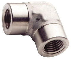 Made in USA - 1-1/2" Grade 316 Stainless Steel Pipe 90° Female Elbow - FNPT End Connections, 1,500 psi - Eagle Tool & Supply