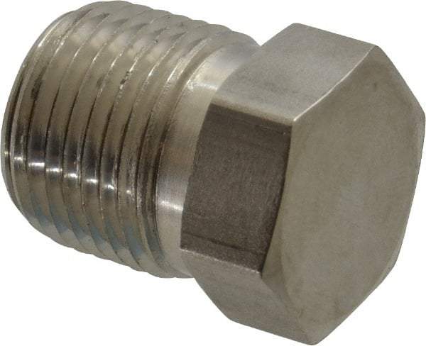 Made in USA - 1-1/2" Grade 316 Stainless Steel Pipe Hex Head Plug - MNPT End Connections, 3,600 psi - Eagle Tool & Supply