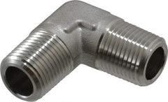 Made in USA - 1-1/4" Grade 316 Stainless Steel Pipe 90° Male Elbow - MNPT End Connections, 2,500 psi - Eagle Tool & Supply