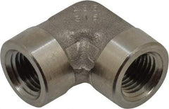 Made in USA - 1/4" Grade 316 Stainless Steel Pipe 90° Female Elbow - FNPTF x FNPTF End Connections - Eagle Tool & Supply