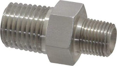 Made in USA - 1/4 x 1/8" Grade 316 Stainless Steel Pipe Hex Nipple - MNPTF x MNPTF End Connections - Eagle Tool & Supply