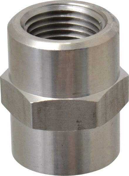 Made in USA - 1-1/4" Grade 316 Stainless Steel Pipe Hex Coupling - FNPT End Connections, 3,000 psi - Eagle Tool & Supply