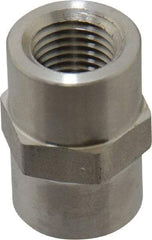 Made in USA - 1/4" Grade 316 Stainless Steel Pipe Hex Coupling - FNPTF x FNPTF End Connections - Eagle Tool & Supply