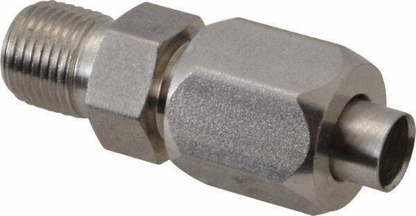 Made in USA - 1" Tube OD, 37° Stainless Steel Flared Tube Male Connector - 1-1/4-11-1/2 NPTF, Flare x MNPTF Ends - Eagle Tool & Supply