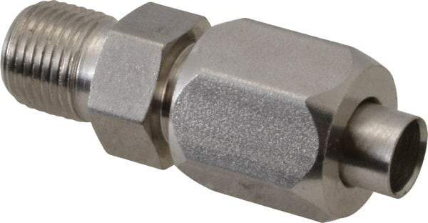 Made in USA - 1" Tube OD, 37° Stainless Steel Flared Tube Male Connector - 3/4-14 NPTF, Flare x MNPTF Ends - Eagle Tool & Supply
