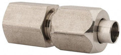 Made in USA - 5/8" Tube OD, 37° Stainless Steel Flared Tube Female Connector - 1/2-14 NPTF, Flare x FIP Ends - Eagle Tool & Supply