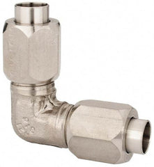 Made in USA - 3/8" Tube OD, 37° Stainless Steel Flared Tube Union Elbow - Flare x Flare Ends - Eagle Tool & Supply