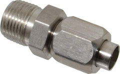Made in USA - 3/8" Tube OD, 37° Stainless Steel Flared Tube Male Connector - 3/8-18 NPTF, Flare x MNPTF Ends - Eagle Tool & Supply