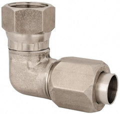 Made in USA - 1/2" Tube OD, 37° Stainless Steel Flared Tube Female Elbow - 3/4-16 UNF, Flared to Female JIC Swivel, 90° Ends - Eagle Tool & Supply