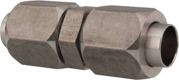 Made in USA - 1/2" Tube OD, 37° Stainless Steel Flared Tube Union - 3/4-16 UNF, Flare x Flare Ends - Eagle Tool & Supply