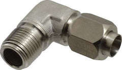 Made in USA - 1/2" Tube OD, 37° Stainless Steel Flared Tube Male Elbow - 1/2-14 NPTF, Flare x MNPTF Ends - Eagle Tool & Supply