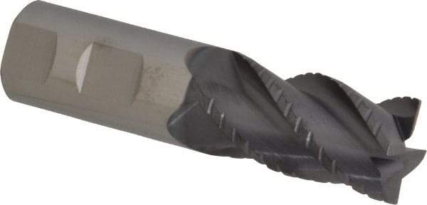 ProMax - 1" Diam, 1-3/4" LOC, 4 Flute Solid Carbide Roughing & Finishing Corner Radius End Mill - AlTiN Finish, 4" OAL, 1" Shank Diam, Weldon Shank, 40° Helix, Centercutting, Regular Length - Eagle Tool & Supply