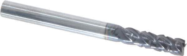 ProMax - 3/16" Diam, 5/8" LOC, 4 Flute Solid Carbide Roughing & Finishing Corner Radius End Mill - AlTiN Finish, 2" OAL, 3/16" Shank Diam, Straight Shank, 40° Helix, Centercutting, Regular Length - Eagle Tool & Supply