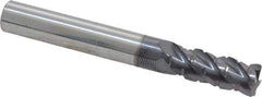 ProMax - 5/16" Diam, 3/4" LOC, 4 Flute Solid Carbide Roughing & Finishing Corner Radius End Mill - AlTiN Finish, 2-1/2" OAL, 5/16" Shank Diam, Straight Shank, 40° Helix, Centercutting, Regular Length - Eagle Tool & Supply
