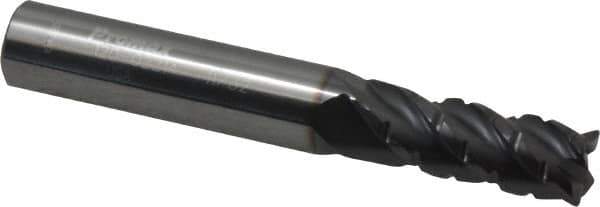 ProMax - 11/32" Diam, 7/8" LOC, 4 Flute Solid Carbide Roughing & Finishing Corner Radius End Mill - AlTiN Finish, 2-1/2" OAL, 3/8" Shank Diam, Straight Shank, 40° Helix, Centercutting, Regular Length - Eagle Tool & Supply
