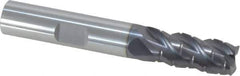 ProMax - 3/8" Diam, 7/8" LOC, 4 Flute Solid Carbide Roughing & Finishing Corner Radius End Mill - AlTiN Finish, 2-1/2" OAL, 3/8" Shank Diam, Weldon Shank, 40° Helix, Centercutting, Regular Length - Eagle Tool & Supply