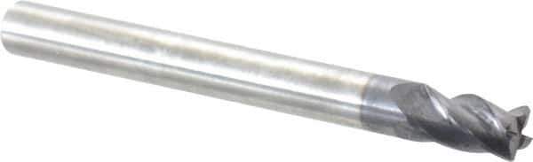 RobbJack - 1/4" Diam, Fine Pitch, 3/8" LOC, 4 Flute Solid Carbide 0.017-0.019" Corner Radius Roughing End Mill - AlTiN Finish, 2-1/2" OAL, 1/4" Shank Diam, Single End, Centercutting - Eagle Tool & Supply