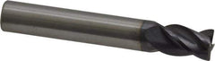 RobbJack - 3/8" Diam, Fine Pitch, 1/2" LOC, 4 Flute Solid Carbide 0.023-0.025" Corner Radius Roughing End Mill - AlTiN Finish, 2-1/2" OAL, 3/8" Shank Diam, Single End, Centercutting - Eagle Tool & Supply
