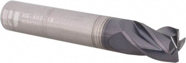 RobbJack - 1/2" Diam, Fine Pitch, 5/8" LOC, 4 Flute Solid Carbide 0.025-0.027" Corner Radius Roughing End Mill - AlTiN Finish, 3" OAL, 1/2" Shank Diam, Single End, Centercutting - Eagle Tool & Supply