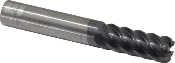 RobbJack - 3/8", 6 Flute, Single End, Solid Carbide, 0.06" Corner Radius End Mill - 2-1/2" OAL, 45° Helix, Right Hand Flute, 7/8" LOC, Right Hand Cut - Eagle Tool & Supply