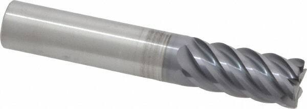 RobbJack - 1/2", 6 Flute, Single End, Solid Carbide, 0.03" Corner Radius End Mill - 3" OAL, 45° Helix, Right Hand Flute, 1" LOC, Right Hand Cut - Eagle Tool & Supply